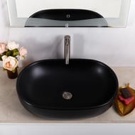 Раковина накладная BelBagno 600х420х140 овальная, без отв. под смеситель, черный мат. BB1084-H301