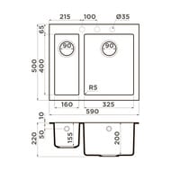 ����� Omoikiri BOSEN 59-2A GB (590�500�220) ������� ������, ��������, ����-������ 4993821