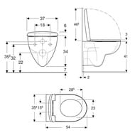 Унитаз подвесной Geberit Renova T54 (370х540) безободковый, сиденье микролифт QR 500.801.00.1