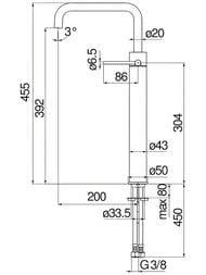 Смеситель NOBILI VELIS для раковины, однозахватный, высокий излив, Eco, хром VE125128/3CR — изображение 2