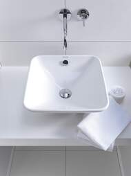 Раковина DURAVIT BACINO 420х420х165 без площадки под смес, перелив, крепление 0333420000