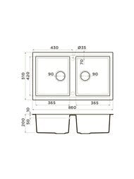 ����� Omoikiri TEDORI 86-2 WH (860�510�200) �������, 2 ����, ����������, ���� ����� 4993927