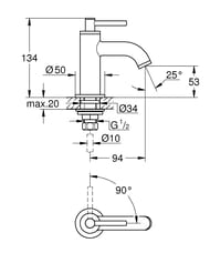 Кран Grohe Atrio 20021AL3 без функции смешивания, XS-Size, темный графит