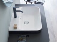 Раковина DURAVIT HAPPY D.2 PLUS 600х460 антигрязевое покрытие WG, антрацит матовый 23606061001