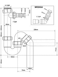Сифон P/S-образный McAlpine (1 1/2"х40мм) адаптер для быт.техники, универс.отвод MRSK6A