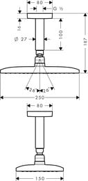 Верхний душ Hansgrohe Raindance E 240 AIR 1jet прямоугольный,потолочное подсоединение 100мм 27380000