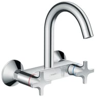 Смеситель Hansgrohe Logis M32 для кухни настенный, двухзахватный, поворотный излив, хром 71286000