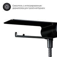 Гигиенический набор AM.PM Like F0202622 шаттаф со смесителем, полка, крючок и держатель, черный