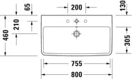 Умывальник подвесной Duravit No.1 800х460х175мм, перелив, отверстие под смеситель, белый 23758000002