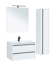 Тумба под умывальник Aquanet Lino 80 790х533х495 подвесная, 2 ящика, цвет: белый матовый 253903