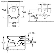 Унитаз подвесной Villeroy & Boch Avento PLUS 5656 HR 01 (530х370х310) безободковый,сиденье микролифт