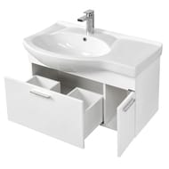 Тумба под раковину AQUATON Инди 80 1A188401ND010 795x436x373 подвесная, 1 ящик, 1 дверца, белый глянец