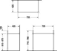 Металлическая консоль для умывальника 80 см DURAVIT VERO хром 0030661000