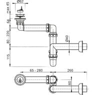Сифон для умывальника Alcaplast A413 d63, экономящий пространство