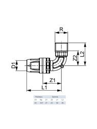 Уголок TECElogo 90* 20 х 3/4"Н с ниппелем, латунь 8610304