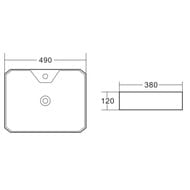 Раковина накладная BelBagno (490х380х120) прямоугольная, с отверстием под смеситель, белая BB1387