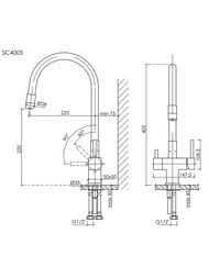 Смеситель SANCOS Arno SC4005GG  для кухни с гибким изливом, каналом для фильтра, вороненая сталь