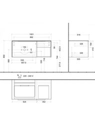 Тумба под раковину Villeroy&Boch Subway 3.0 1001х423х516мм, подсветка, 2 ящика, Marine Blue C572L0VQ — изображение 7