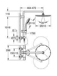 Душевая система Grohe Euphoria XXL 26075GL0 термостат,верхний душ 310, лейка, холодный рассвет гл — изображение 4