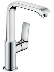 Смеситель Hansgrohe Metris 31187000 для умывальника с высоким поворотным изливом, нажимным клапаном — миниатюра 1