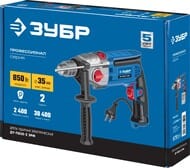 Дрель ударная ЗУБР ДУ-П850-2 ЭРМ, 850 Вт, 2400 об/мин, 13 мм, 2 скорости, метал. корпус