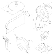 Душевая система AM.PM X-Joy FB85A1RH02 встраиваемый смеситель, верхний/ручной душ, черный матовый