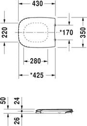Унитаз подвесной DURAVIT D-CODE 355х545х360 безободковый,с сиденьем без автом. опуск. 25700900002+0067310000