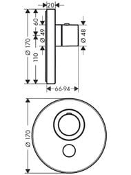 Смеситель Axor ShowerSelect 36726000 Highflow для душа, встраиваемый в стену, термостат, хром — изображение 3