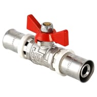 Кран шаровый 16х16мм VALTEC BASE под пресс, красная бабочка VT.243.N.1616