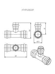 Пресс тройник VALTEC 28x22x28, нерж. сталь, VTi.931.I.282228