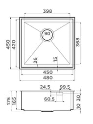 ����� Omoikiri KASEN 48-26-INT-GM (480�450�175) ��������������� ������, ��������� ����� 4997058