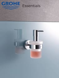 Дозатор жидкого мыла с держателем Grohe Essentials 40448001 стекло/хром