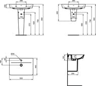 Умывальник Ideal Standard Lux CONNECT AIR CUBE 650х460х160 отверстие под смеситель, перелив E074101