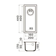 Мойка Omoikiri BOSEN 20-U-PL (200х440х170) подстольный монтаж, тетогранит, цвет-платина 4993227 — изображение 3