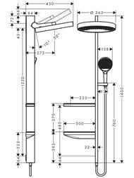 Чертёж Душевая система Hansgrohe Rainfinity Showerpipe 360 1jet скрытый монтаж хром 26842000