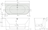 Ванна квариловая Villeroy & Boch OBERON 2.0 (1800х800х460) с ножками, белая UBQ180OBR9CD00V-01