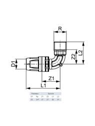 Уголок TECElogo 90* 25 х 3/4"Н с ниппелем, латунь 8610305