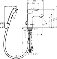 Смеситель Hansgrohe Metris 31285000 для умывальника с гигиеническим душем (комплект)