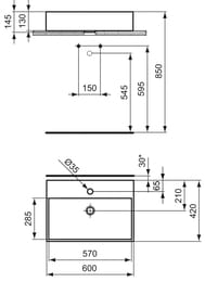 Умывальник Ideal Standard Lux STRADA 600х420х130 с отверстием под смеситель K078101