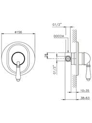 Внешняя часть Nicolazzi Cinquanta смесителя для душа, ручка Petit Mont Blanc, бронза 3406BZ76 — изображение 2