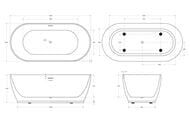 Ванна акриловая BelBagno BB413-1700-800-MATT 1700x800x610 отдельностоящая, овальная,  белый