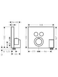 Смеситель Axor ShowerSelect 36712000 для душа встраиваемый, термостат, 2 потребителя, с держателем — изображение 3