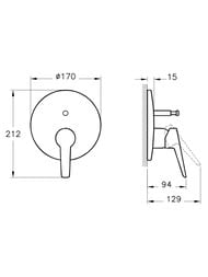 Душевая система Vitra Solid S встраиваемый однозахватный смеситель, верх./руч. душ, хром A49264EX