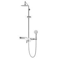 Душевая система Lemark TROPIC LM7007C смеситель ванна/душ, верхний душ, лейка 3 реж, полка, хром/бел