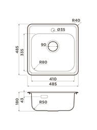 ����� Omoikiri NOTORO 48-IN (485�485�180) �������, ����-�������, ���������� ����� 4997436