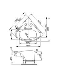 Ванна акриловая VAGNERPLAST ATHENA 150 (1500х1500х450) угловая, белая VPBA150ATH3E-04