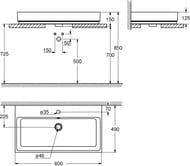 Умывальник Grohe Cube Ceramic 3947700H накладной (600х125х490) перелив, отв. под смеситель, белый