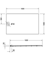 Душевой поддон Duravit Stonetto 1600х1000 устойчивый к повреждениям, бетонно-серый 720171180000000