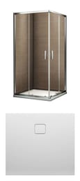 Уценка!Уголок душевой RIHO HAMAR 2.0 (900х900х2000) с поддоном, раздв. двери, хром/стекло прозрачное