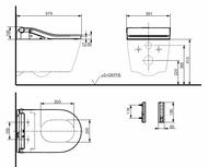 Унитаз подвесной TOTO RP с сиденьем-биде Washlet RW с пультом д/у (391x579x518) CW542EY+TCF801CG#NW1
